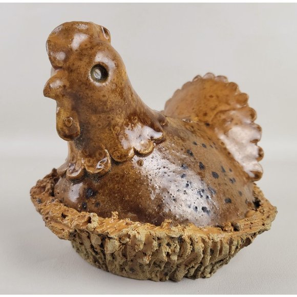 Primitive Nested Hen Art Pottery Coin Bank Artist Marked - Picture 6 of 13